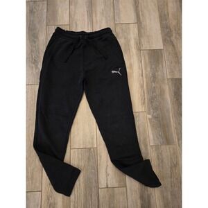 Puma Mens Black Jogger Sweatpants Logo Drawstring Casual Athletic Size S